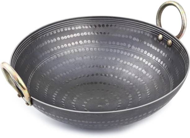 RBY RBY Iron Kadai Frying Pan 500ML Food Grade Handmade Durable Heavy Bottom Kadhai 23 cm diameter 500 L capacity
