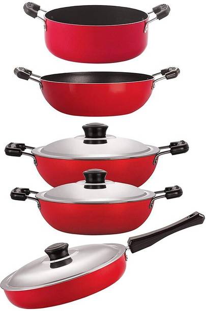 NIRLON Non-Stick PFOA Free Stain Resistance Non-Induction Kitchen Cooking Essential Combo Item Set with Bakelite Handle कुकवेयर सेट