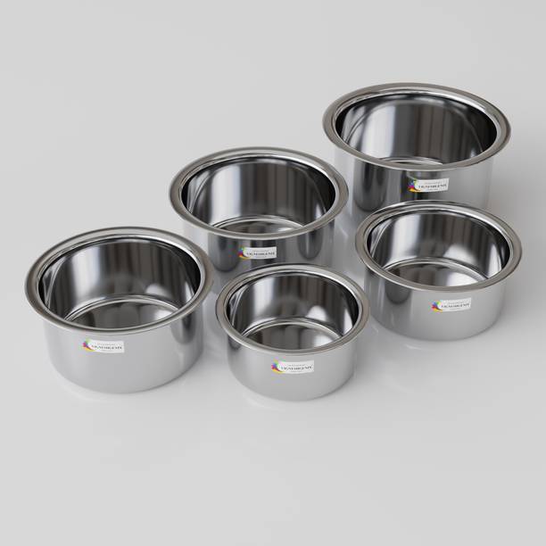 Vigneshgenix 5 Pcs Top Made By Stainless Steel|Perfect For Cooking,Storage|Tapeli/Top/Bhagona Tagine