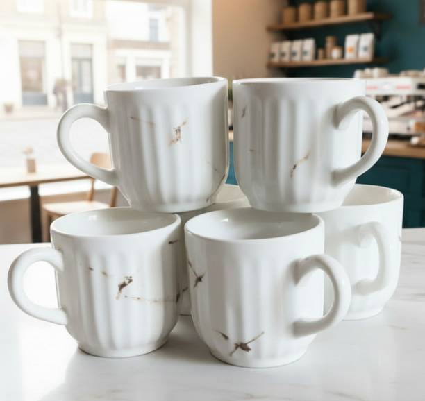 love unlimited Pack of 6 Ceramic White Tea Cups Set of 6 | Coffee Mugs for Home Office