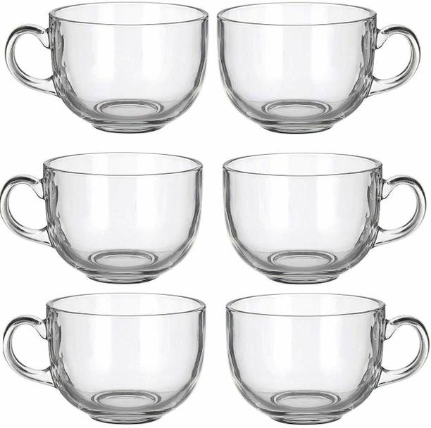 MIRTONICS Pack of 6 Glass Cup Tea & Coffee classic Cup Set in (6 Pcs Set)