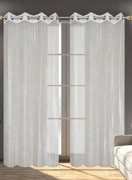 otion 152 cm (5 ft) Window Net Transparent Curtain (Pack Of 2)