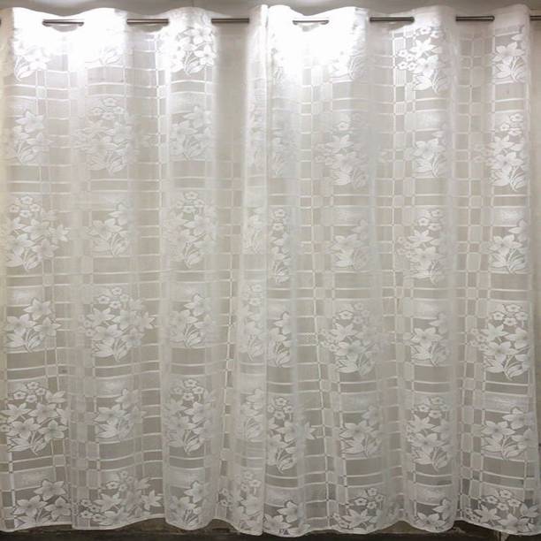 Wallcrazys 212 cm (7 ft) Window Tissue Semi Transparent Curtain (Pack Of 2)