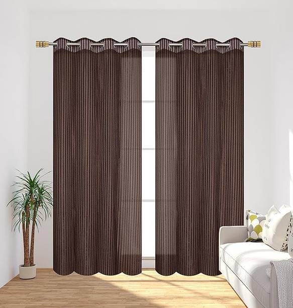 ABODRIC 152 cm (5 ft) Window Polyester Semi Transparent Curtain (Pack Of 2)