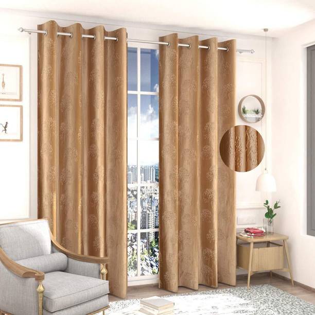 HOMEDESK 152 cm (5 ft) Window Polyester Room Darkening Curtain (Pack Of 2)