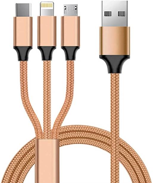 RSDWAG 3-in-1 Cable 1.5 m 3 in 1 charging cable multi charging cable for charger (BLUE 3 IN 1 FAST CHARGING CABLE
