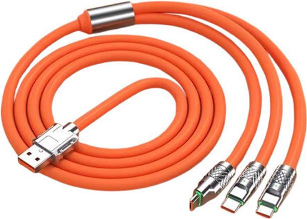 TECORE 3-in-1 Cable 1.5 m Charging Cable with Fast Charging Support and Durable Nylon Braiding | Universal USB Charging Cable, Compatible with Micro USB, Type-C, and Lightning Connectors