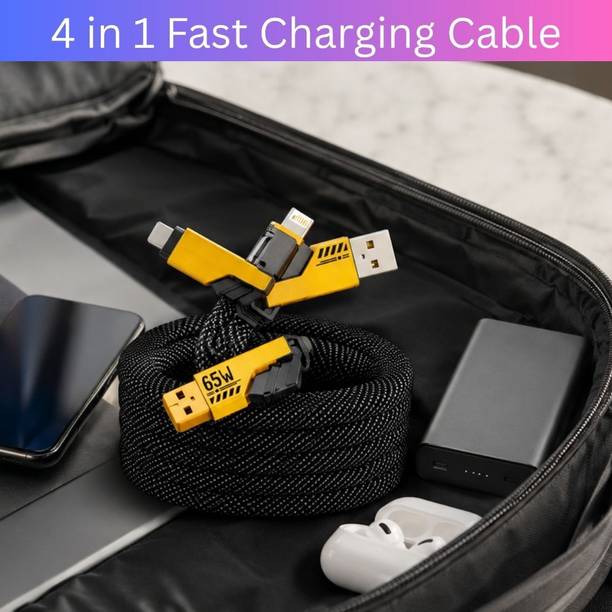 Clairbell 4-in-1 Cable 1 m 4 in 1 Multi Function Fast Charging Cable for Android, iPhone & Other DeviceE355
