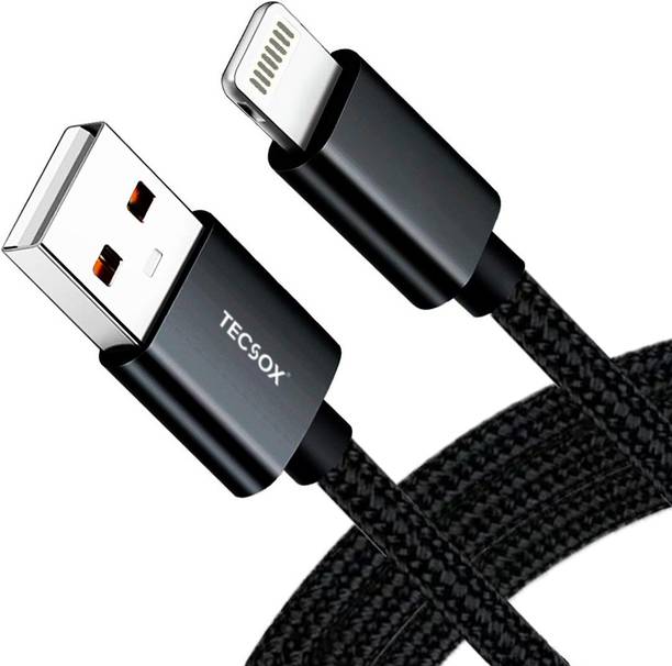 TecSox Lightning Cable 1 m Braided TecWire Lightning End Braided Fast Charging Cable Compatible for-iPhone with MFI Certified (1 Meter)