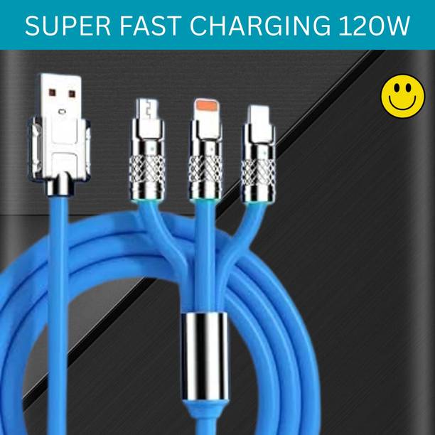 SACRO 3-in-1 Cable 1 m 3in1 USB Fast Charging Cable with TypeC Lightning Compatible with All MobileB472