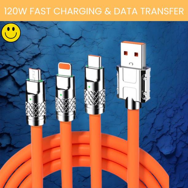 SACRO 3-in-1 Cable 1 m 3in1 USB Fast Charging Cable with TypeC Lightning Compatible with All MobileA145