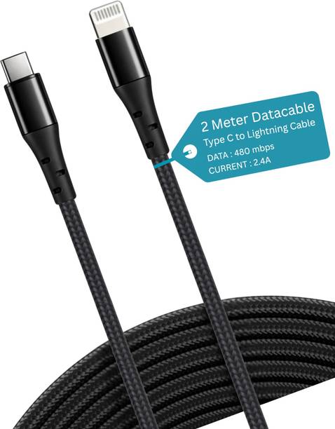Sulania Lightning Cable 2 A 2 m Copper 20W 2 Meter Type C to Lightning Cable Fast Charging