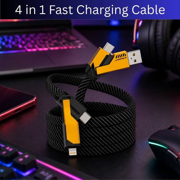 Clairbell 4-in-1 Cable 1 m 4 in 1 Multi Function Fast Charging Cable for Android, iPhone & Other DeviceE224