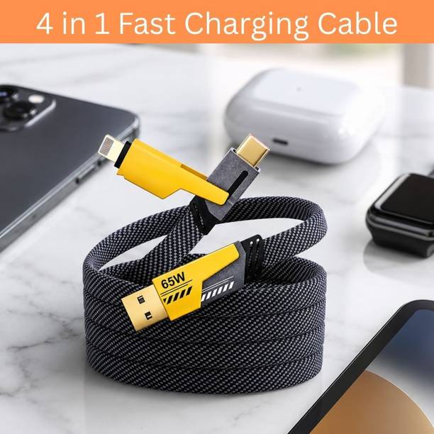 Clairbell 4-in-1 Cable 1 m 4 in 1 Multi Function Fast Charging Cable for Android, iPhone & Other DeviceE210