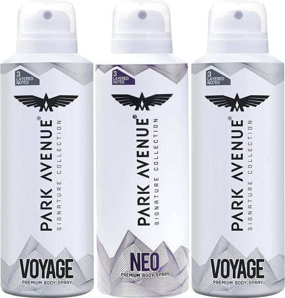 PARK AVENUE Signature Collection Pemium Body Spray for Men, 2 Voyage + 1 Neo, Fresh Deodorant Spray  -  For Men
