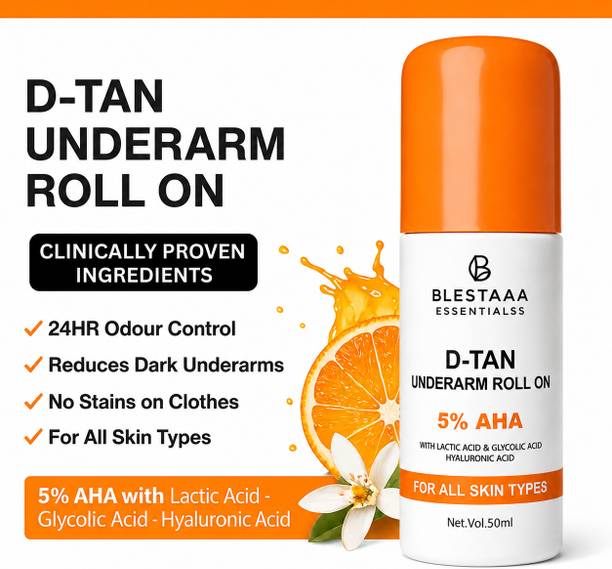 blestaaa essentialss 5% AHA Underarm Roll-On | Brightening Care with Lactic & Glycolic Acid Deodorant Roll-on  -  For Men & Women