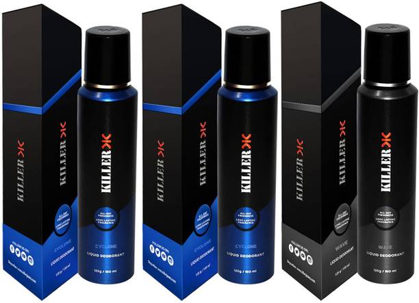 KILLER Cyclone, cyclone, wave Liquid Deodorant 150ML Each (Pack of 3) Deodorant Spray  -  For Men & Women