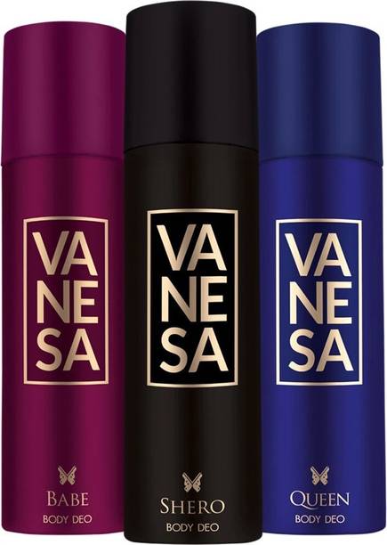 VANESA Babe, Queen & Shero Combo (Pack of 3) Deodorant Spray  -  For Women