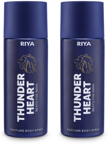 RIYA THUNDER HEART BLUE, DEODORANT BODY SPRAY BERGAMOT AQUATIC, LONG-LASTING Deodorant Spray  -  For Men