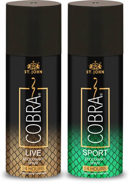 ST.JOHN Cobra Deo Live & Sports 150ml Pack of 2 Perfume Body Spray  -  For Men