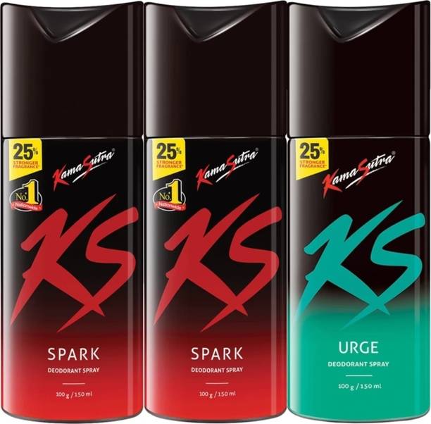 KS Spark and Urge Combo Pack Deodorant Spray  -  For Men
