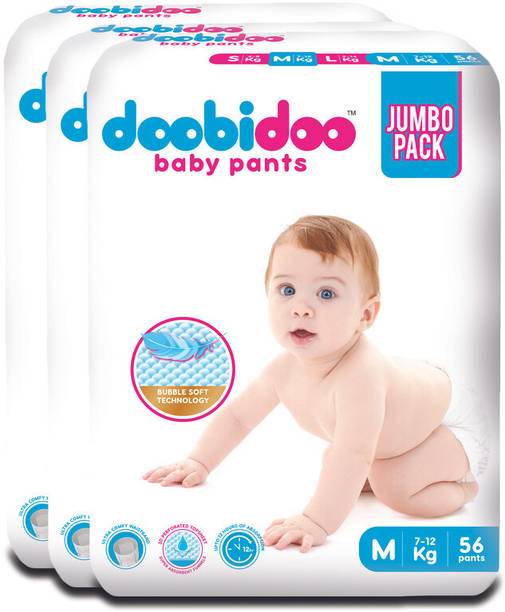 Doobidoo BabyPants Medium Size Rash Free Soft Diapers Anti-Leak Highly Absorbent 7-12Kg - M