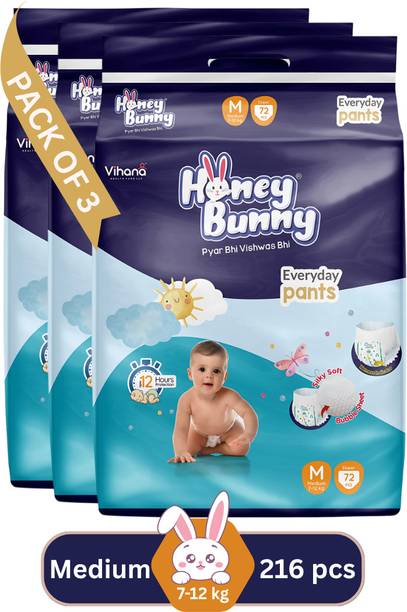 HONEY BUNNY Baby Diaper Pants with bubble top sheet| Extra Soft | 12 Hour protection Medium - M