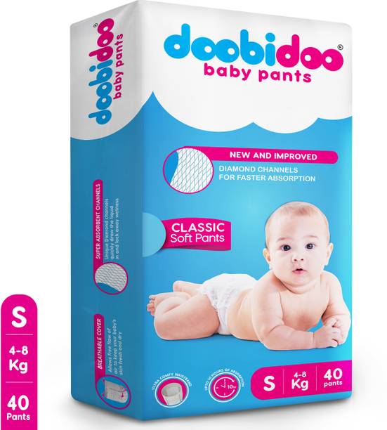 Doobidoo Newly Improved Classic Soft Diaper Anti-Leak Highly Absorbent Baby Pant 4-8Kg Pant Diapers - S