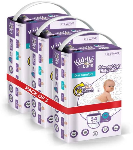 Kiddle Care Advanced Soft Baby Pants Diaper, Medium(M) Size, 34 Count, Pack of 3, 7-12 Kg - M