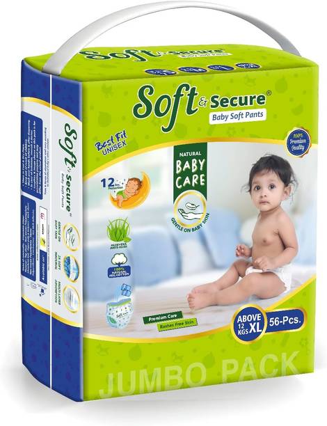 soft & secure Baby Diapers Pants Style Jumbo Pack 12-18 Kgs Baby - XL