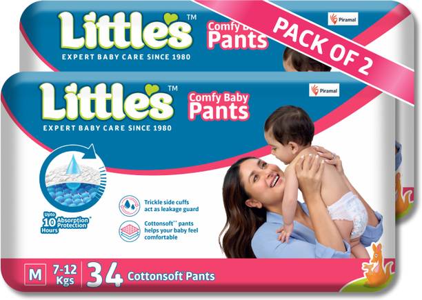 Little's Comfy Baby Pants, Standard, Medium, 34 Count With 10 Hours Absorption Protection - M
