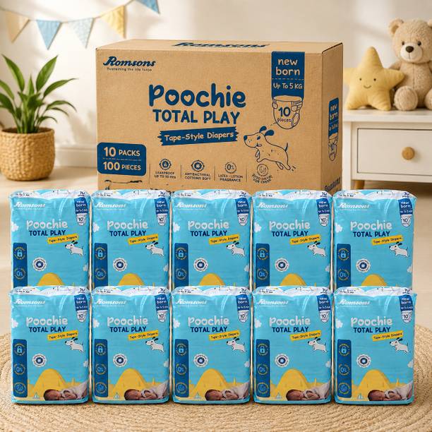 Romsons Newborn Baby Diapers Tape Style Mega Dry Soft Leakproof 100 Pcs - New Born