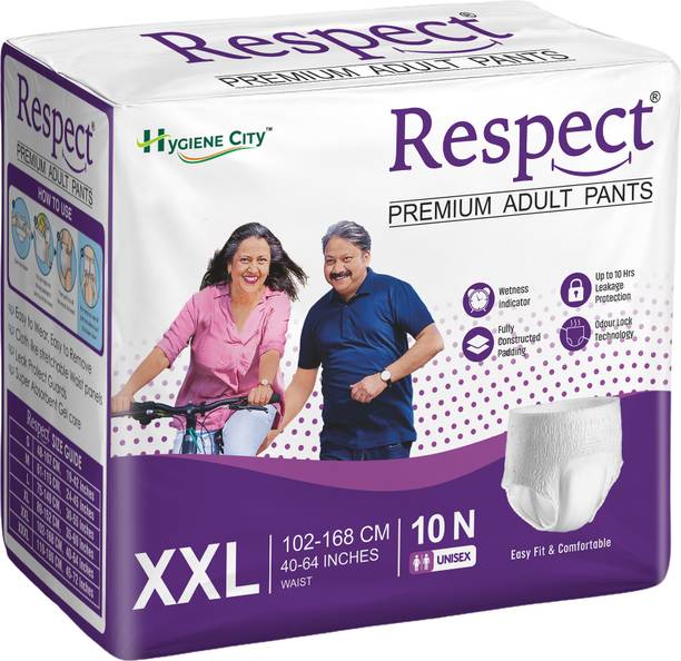 RESPECT Unisex Pull-Up Pants, 10hrs Absorption | Waist Size (40-64inch) | Pack of 1 - XXL