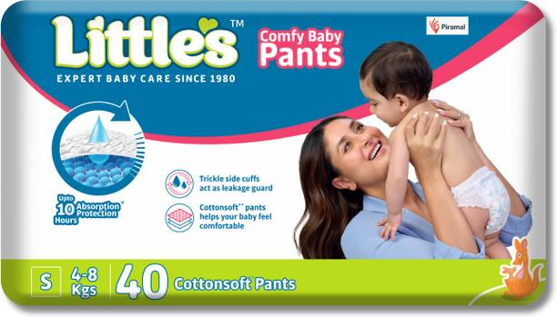 Little's Comfy Baby Pants, Standard, Small, 40 Count With 10 Hours Absorption Protection - S