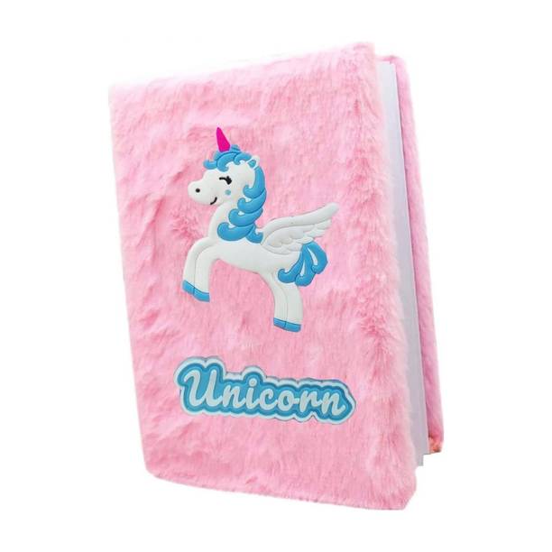 Yokids Unicorn Fur Diary for Kids Fur Notebook for Girls Personal Diary for Kids School A6 Diary Ruled 80 Pages