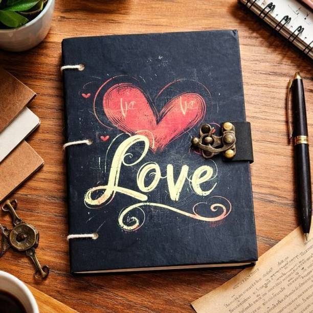 Design Dimension Handmade Cardboard Printed Diary, With Lock, Perfect for Writing and Sketching B5 Diary Unruled 200 Pages