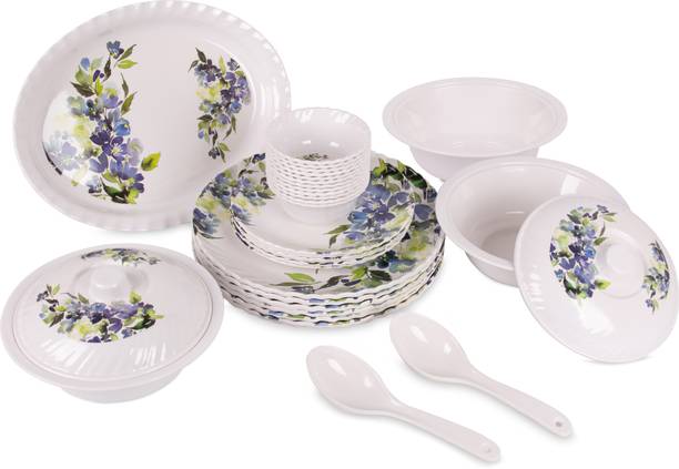 Home-pro Melamin Royal Lehar 32 pcs Stain Resistence Flower Design Dinnerware for Your Kitchen Dinner Set