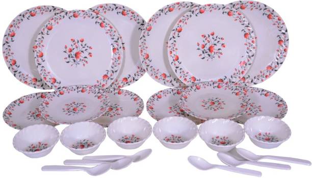 CARNIVAL Pack of 24 Melamin Smart Round Model Mo-(503)Beautyful Dinner Set 24 Pcs of Melamine Dinner Set
