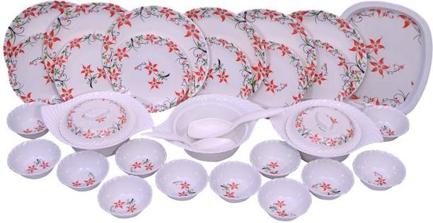 CARNIVAL Pack of 32 Melamin Smart Round Beautyful Dinner Set/Dining&Lunch Set/Kitchen Set 32 Pcs of Melamine Dinner Set