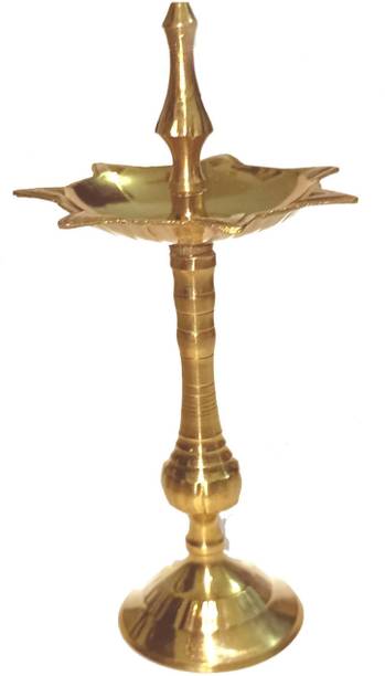 Solino Brass Oil/Ghee Diya, Deepak, Lamp Ashapura Long Diya for Home Brass Table Diya