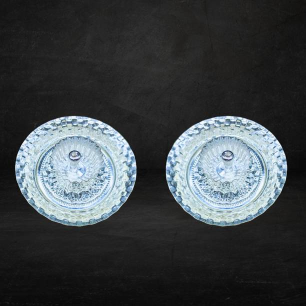 Varalakshmi German silver Diya For Pooja Silver Plated (Pack of 2) Table Diya Set