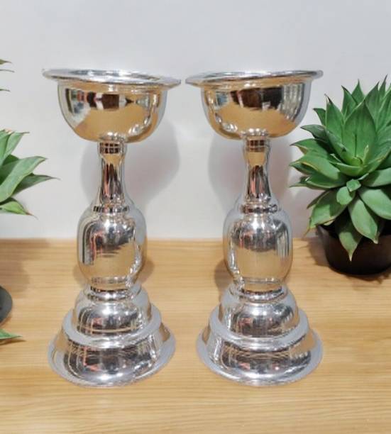 Sigaram Brass4.3 Inch Plain Diya For Home Pooja Decore K4497 Brass (Pack of 2) Table Diya