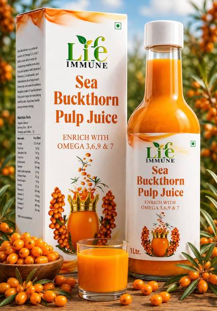 Life Immune Sea Buckthorn Juice 1L(Himalayan Berry,Natural Source Vitamin-C & Omega 3 6 7 9)