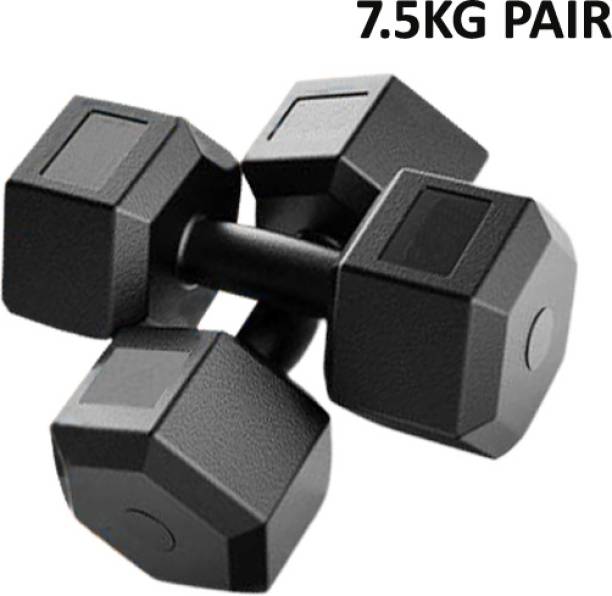 L'AVENIR Fitness 7.5kg * 2pc PVC Dumbbell Set - Best Heavy Dumbbell Set for Home Exercise Fixed Weight Dumbbell