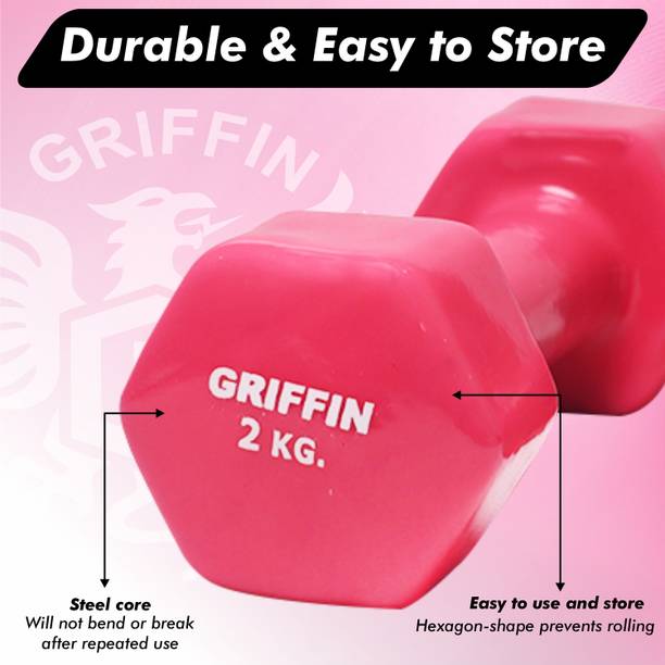 ग्रिफिन Cast Iron Vinyl Coated Dumbbell ( 2 + 2 = 4 kg ) निश्चित वजन डम्बल