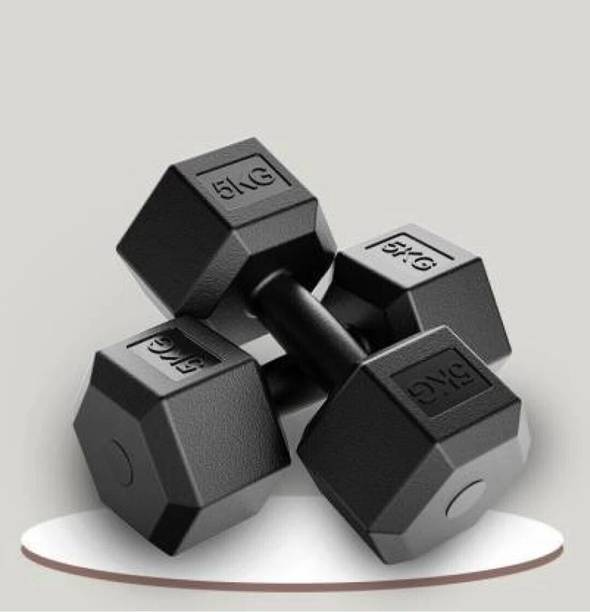 Dee Fit High quality PVC 10kg Hexa Dumbbell each is 5+5kg Fixed Weight Dumbbell