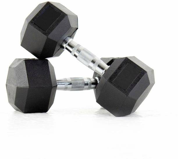GRIFFIN Hex Dumbbells (2.5 kg X 2) 5 kg Set, Heavy Duty Solid Caste Iron & Rubber Coated Fixed Weight Dumbbell