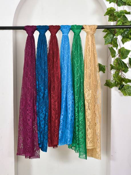 Nakoda Creation Net Self Design Women Dupatta