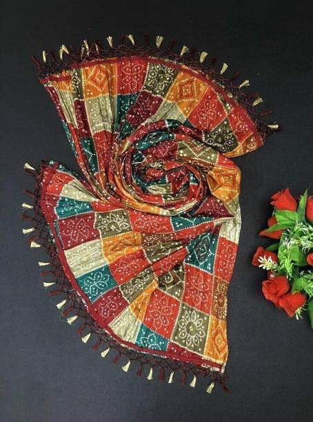 Silk Blend, Polycotton Printed Multicolor Women Dupatta