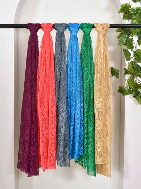 LA FEMINAE Net Self Design Women Dupatta